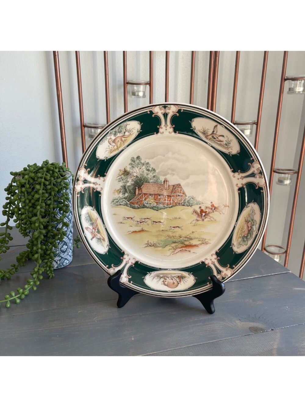 Vtg Noritake Keltcraft Dinner Plate Pursuit Fox Hunting Pattern #9170 Ireland
